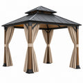 Gazebo 300 x 300 cm in metallo e tessuto marrone beige da esterno con tende stile moderno