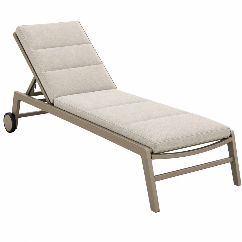 Lettino prendisole 200 x 70 x 98 cm in metallo beige con cuscino reclinabile per esterno