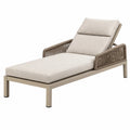 Lettino prendisole da esterno 200 x 75 x 88 cm in metallo e corda beige con schienale reclinabile