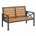 Panca da giardino 120 x 65 x 88 cm in acciaio e legno marrone e nero stile industriale