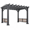 Pergola da giardino 300 x 300 x 240 cm in metallo nero con inserti effetto legno - Struttura a griglia