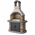 Barbecue da giardino 125 x 70 x 210 cm in pietra grigio marrone con griglia e vano contenitore