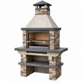 Barbecue da giardino 120 x 70 x 210 cm in pietra grigio beige con griglia in metallo