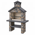 Barbecue da giardino in muratura 125 cm rivestimento in pietra grigio beige con griglia
