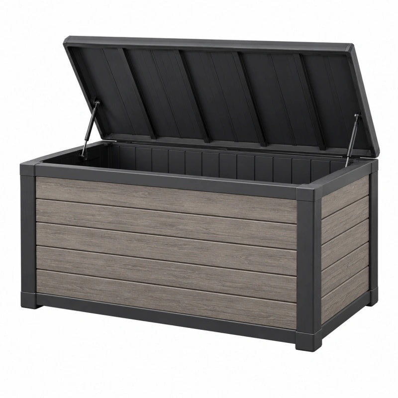 Cassapanca da esterno 120 x 55 x 60 cm in resina grigio antracite con coperchio sollevabile