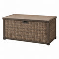 Cassapanca da esterno 120 x 61 x 63 cm in resina effetto rattan marrone con coperchio contenitore