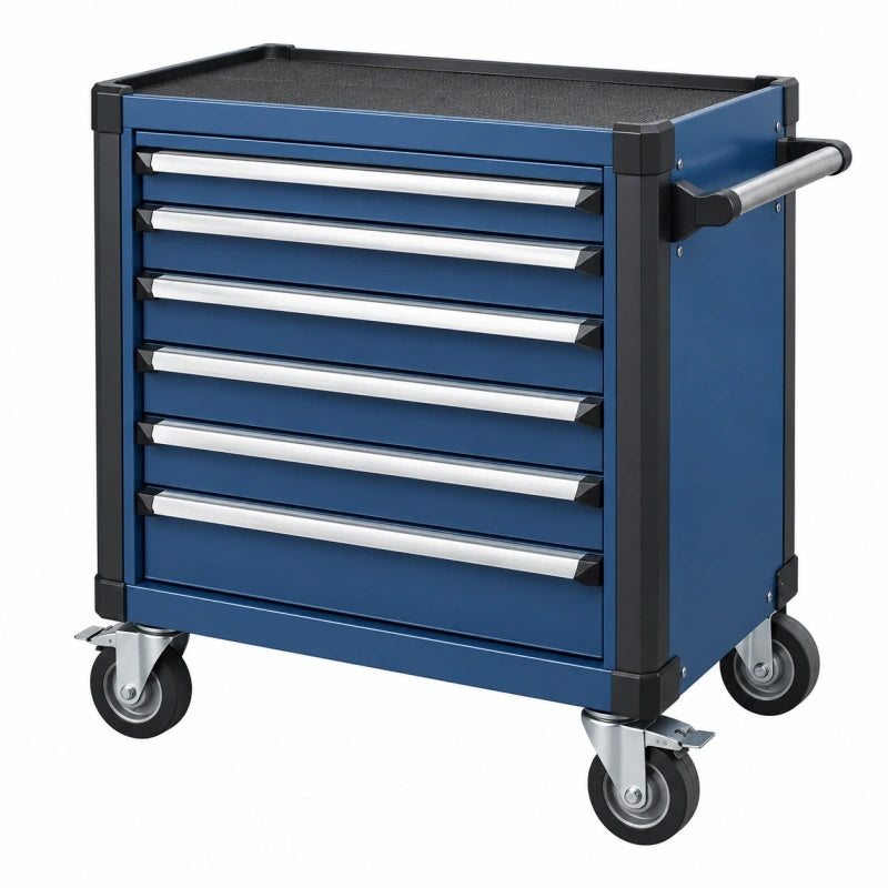 Carrello portautensili 77 x 46 x 95 cm in acciaio blu e nero a 7 cassetti con ruote