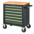 Carrello portautensili 77 x 46 x 97 cm in acciaio verde nero con piano in legno - 7 cassetti mobili