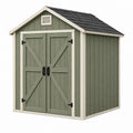 Casetta da giardino 183 x 122 x 210 cm in resina verde salvia con doppia porta per esterno
