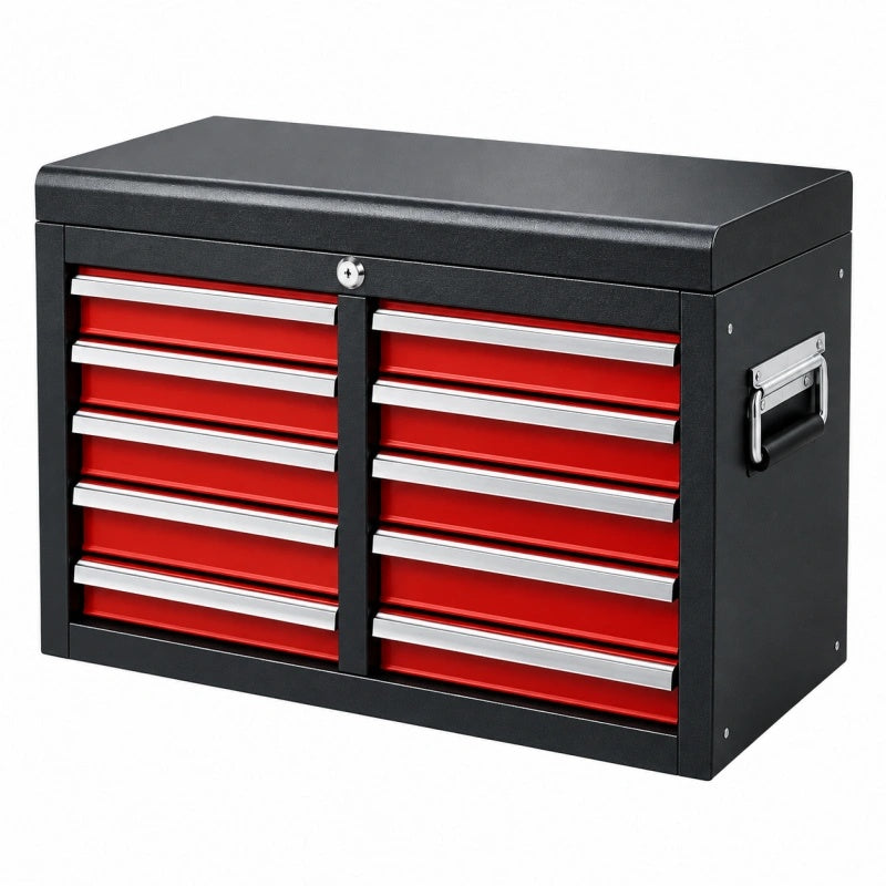 Cassettiera portautensili 66 x 31 x 43 cm in acciaio nero e rosso con 12 cassetti